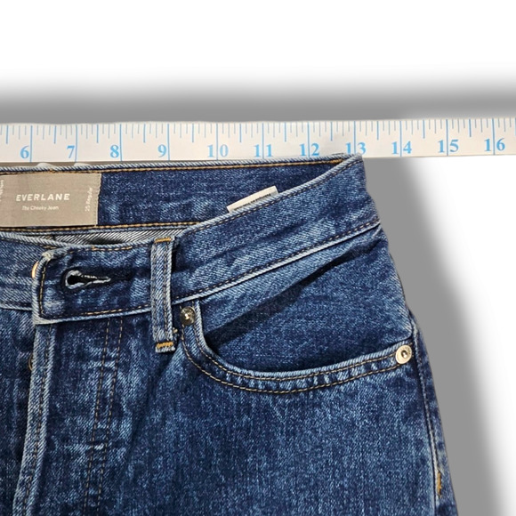 EUC Everlane The Cheeky Mid-Rise Cotton Raw Hem Jeans Sz. 25x26 Washed Midnight - Picture 7 of 11